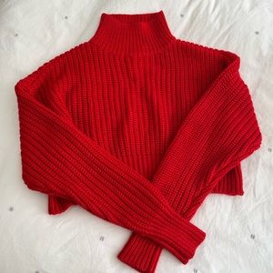 Lovers + Friends Red Cropped Sweater